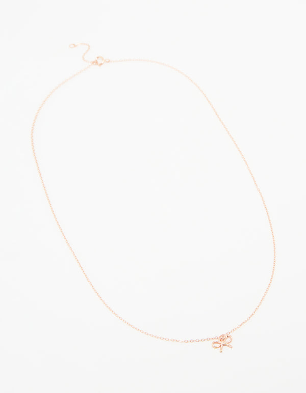 Rose Gold Plated Sterling Silver Bow Necklace