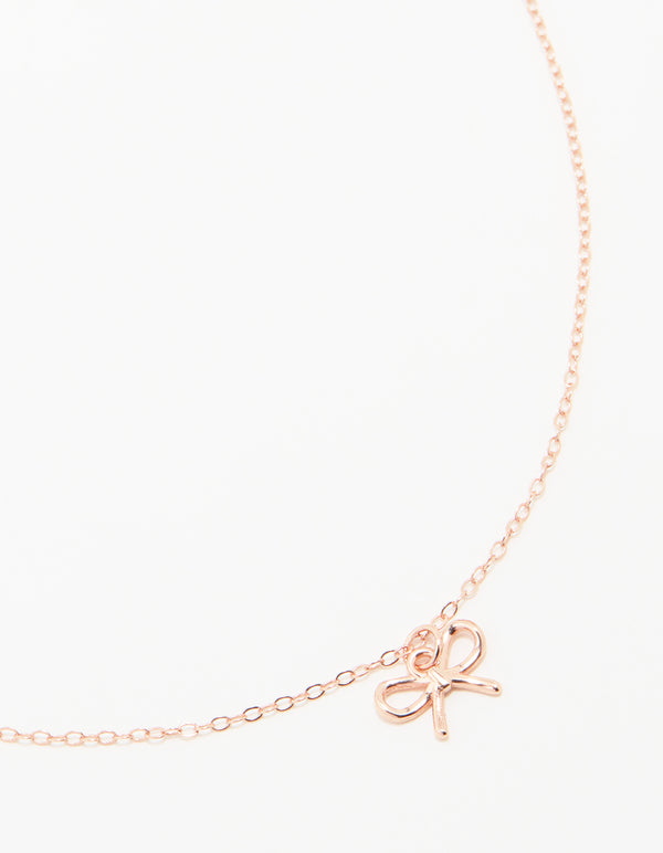 Rose Gold Plated Sterling Silver Bow Necklace