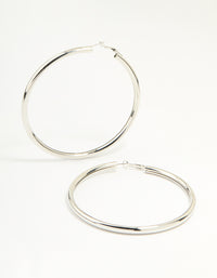 Silver Classic Tube Hoop Earrings - link has visual effect only