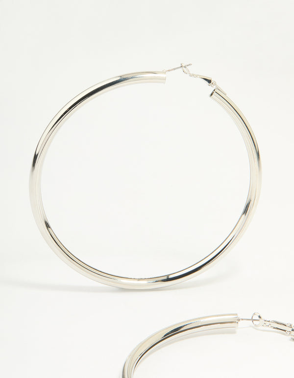 Silver Classic Tube Hoop Earrings