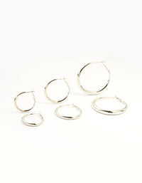 Silver Smooth Hoop Earrings 3-Pack - link has visual effect only