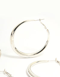 Silver Smooth Hoop Earrings 3-Pack - link has visual effect only