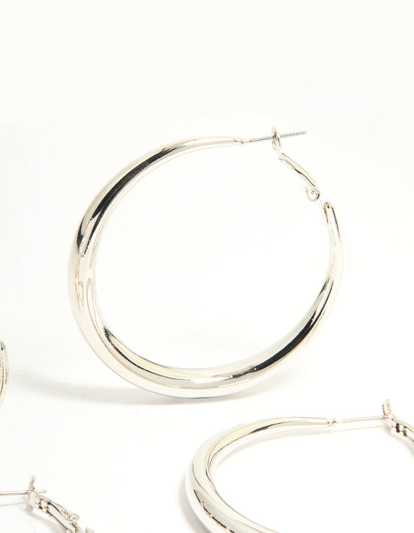 Silver Smooth Hoop Earrings 3-Pack