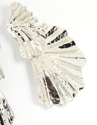 Silver Textured Metal Fan Drop Earrings - link has visual effect only