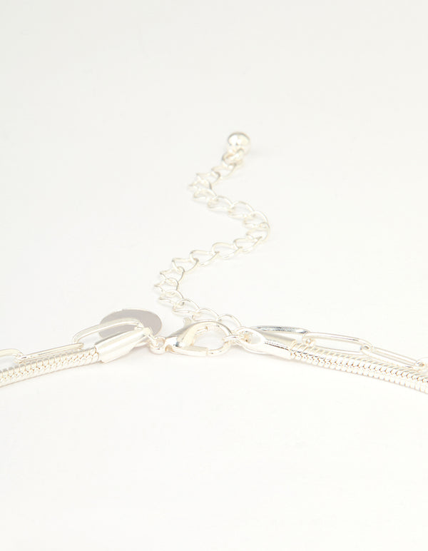 Silver Heart Locket Layered Necklace