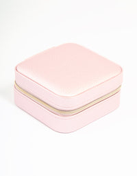 Metallic Pink PU Leather Pebbled Square Jewellery Case - link has visual effect only