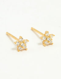 Gold Plated Sterling Silver Cubic Zirconia Flower Stud Earrings - link has visual effect only