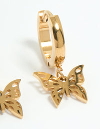Waterproof Gold Plated Stainless Steel Butterfly Earrings 2-Pack - link has visual effect only