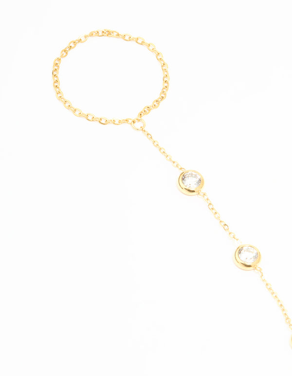 Waterproof Gold Plated Stainless Steel Diamante Bezel Hand Chain
