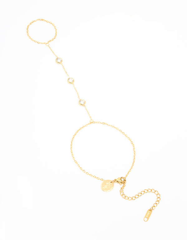 Waterproof Gold Plated Stainless Steel Diamante Bezel Hand Chain
