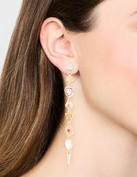 Gold Diamante Multi Shaped Long Drop Earrings - link has visual effect only