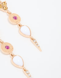 Gold Diamante Multi Shaped Long Drop Earrings - link has visual effect only