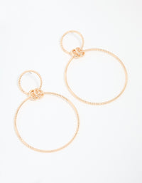 Antique Gold Large Circle Link Drop Earrings - link has visual effect only
