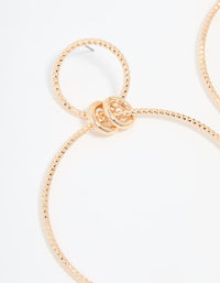 Antique Gold Large Circle Link Drop Earrings - link has visual effect only