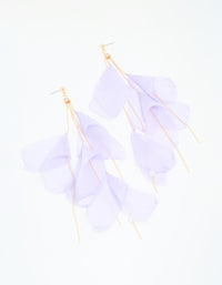 Gold Purple Fabric Petal Drop Earrings - link has visual effect only