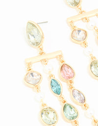 Gold Multicoloured Diamante Pear Drop Earrings - link has visual effect only