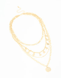 Gold Disc Charm Layered Necklace - link has visual effect only