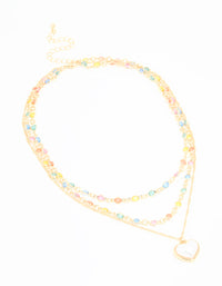 Gold Pearl & Diamante Layered Necklace - link has visual effect only