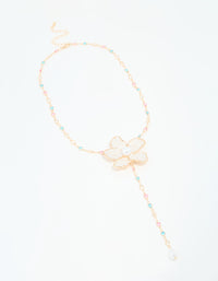 Gold Pearlised Flower Necklace - link has visual effect only