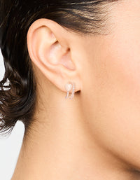 Rose Gold Plated Cubic Zirconia Double Heart Hoop Earrings - link has visual effect only