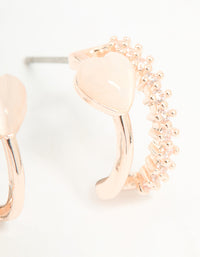 Rose Gold Plated Cubic Zirconia Double Heart Hoop Earrings - link has visual effect only