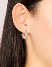 Rose Gold Plated Cubic Zirconia Flower Hoop Earrings - link has visual effect only
