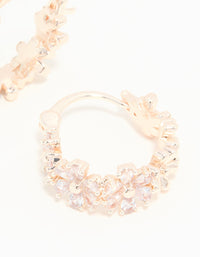 Rose Gold Plated Cubic Zirconia Flower Hoop Earrings - link has visual effect only