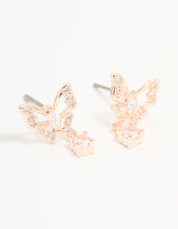 Rose Gold Plated Cubic Zirconia Butterfly Teardrop Earrings - link has visual effect only