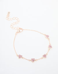 Rose Gold Plated Pink Cubic Zirconia Hearts Bracelet - link has visual effect only