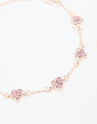 Rose Gold Plated Pink Cubic Zirconia Hearts Bracelet - link has visual effect only