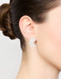 Silver Plated Cubic Zirconia Marquise Center Strap Hoop Earrings - link has visual effect only