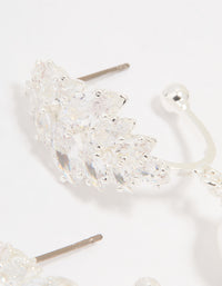 Silver Plated Cubic Zirconia Pearl Vine Hoop Earrings - link has visual effect only