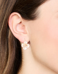 Gold Plated Acrylic Flower Huggie Earrings - link has visual effect only