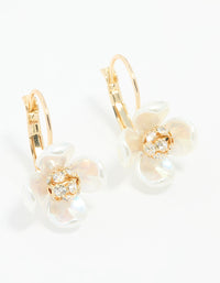 Gold Plated Acrylic Flower Huggie Earrings - link has visual effect only