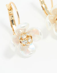 Gold Plated Acrylic Flower Huggie Earrings - link has visual effect only