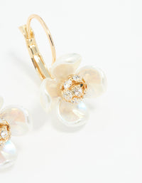 Gold Plated Acrylic Flower Huggie Earrings - link has visual effect only