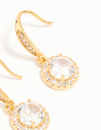 Gold Plated Cubic Zirconia Round Halo Drop Earrings - link has visual effect only