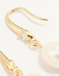 Gold Plated Cubic Zirconia Freshwater Pearl Drop Hook Earrings - link has visual effect only