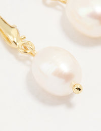 Gold Plated Cubic Zirconia Freshwater Pearl Drop Hook Earrings - link has visual effect only
