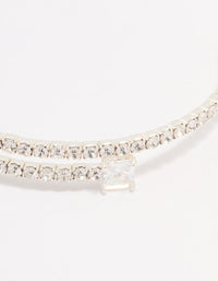 Silver Plated Cubic Zirconia Layered Bangle - link has visual effect only