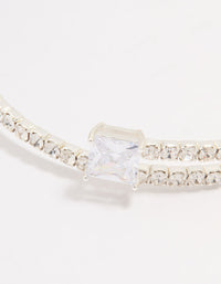 Silver Plated Cubic Zirconia Layered Bangle - link has visual effect only