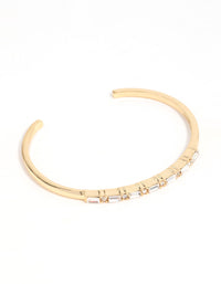Gold Plated Cubic Zirconia Baguette Wrist Cuff - link has visual effect only