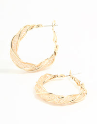 Gold Small Wrap Mesh Hoop Earrings - link has visual effect only