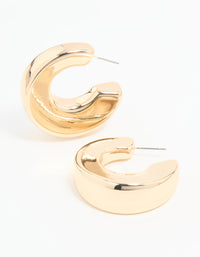 Gold Flat Side Chunky Hoop Earrings - link has visual effect only