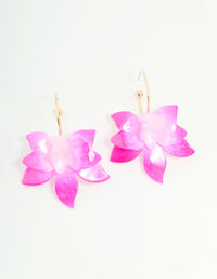 Pink Acrylic Orchid Hoop Earrings - link has visual effect only