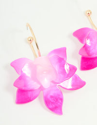 Pink Acrylic Orchid Hoop Earrings - link has visual effect only