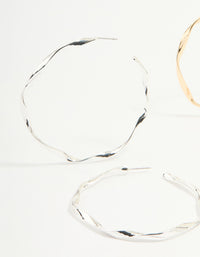 Mixed Metal Twisted Large Hoop Earrings 3-Pack - link has visual effect only