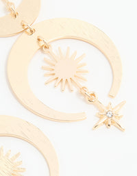 Gold Celestial Diamante Drop Earrings - link has visual effect only