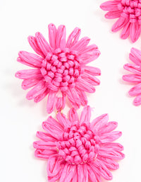 Gold Pink Paper Triple Flower Drop Earrings - link has visual effect only