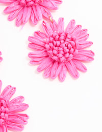 Gold Pink Paper Triple Flower Drop Earrings - link has visual effect only
